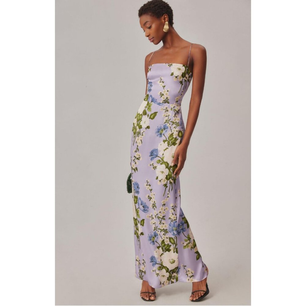 Reformation Frankie Silk Dress - Purple Lilac Floral
